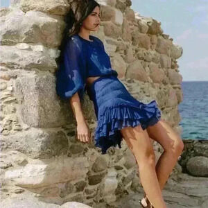 Shona Joy Safira Cut Out Backless Mini Dress in Aegean Blue Size 6